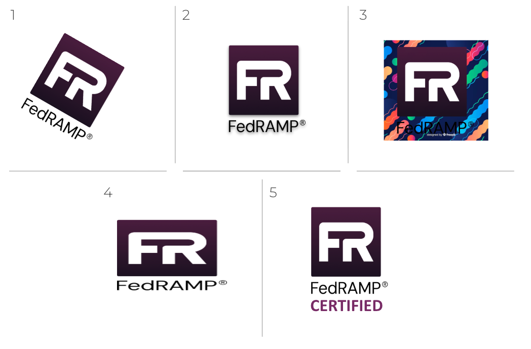 Examples of incorrect FedRAMP logo usage